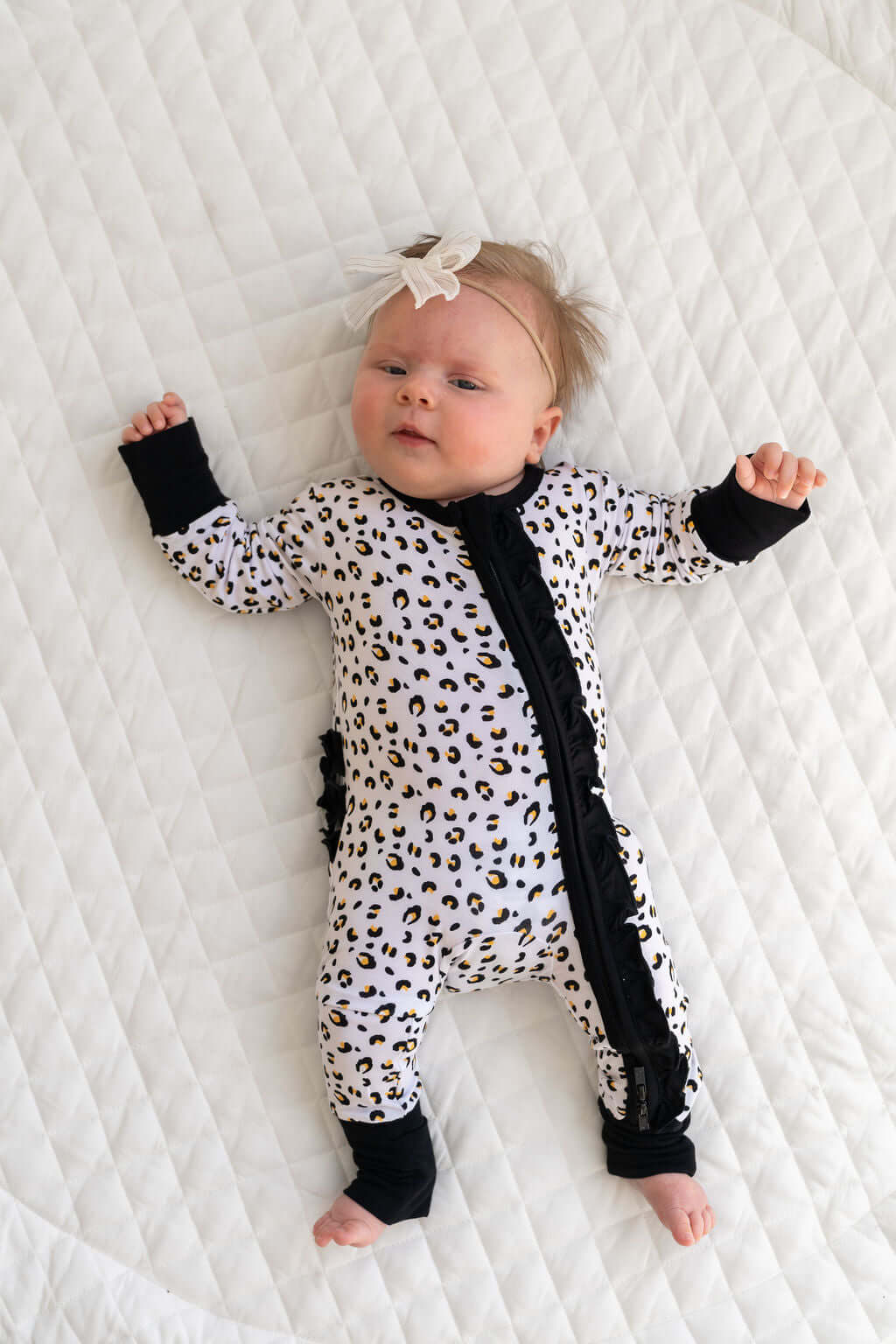 Allie Leopard Bamboo Ruffle Convertible Footie | Milk & Baby