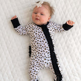 Allie Leopard Bamboo Ruffle Convertible Footie | Milk & Baby