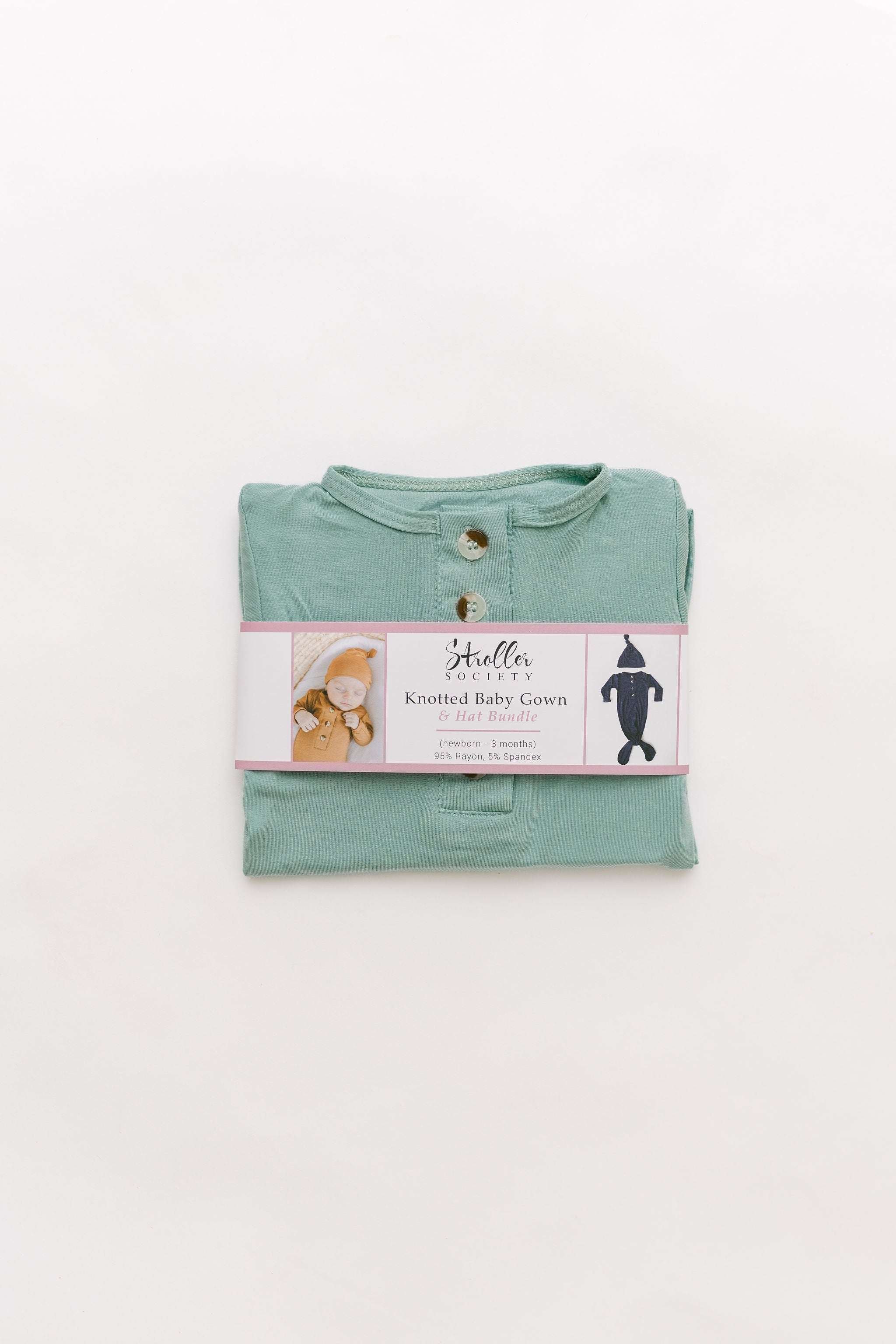 Emerson Knotted Baby Gown & Hat Set | Mint | Milk & Baby