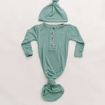 Emerson Knotted Baby Gown & Hat Set | Mint | Milk & Baby