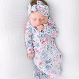Bloom |Baby Gown and Hat Set with Headband