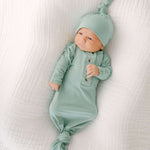 Emerson Knotted Baby Gown & Hat Set | Mint | Milk & Baby