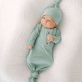 Emerson Knotted Baby Gown & Hat Set | Mint | Milk & Baby