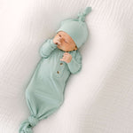 Emerson Knotted Baby Gown & Hat Set | Mint | Milk & Baby