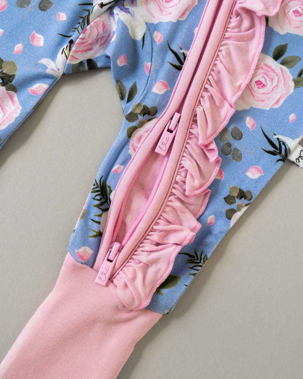 Lillian Floral Bamboo Ruffle Convertible Footie | Milk & Baby