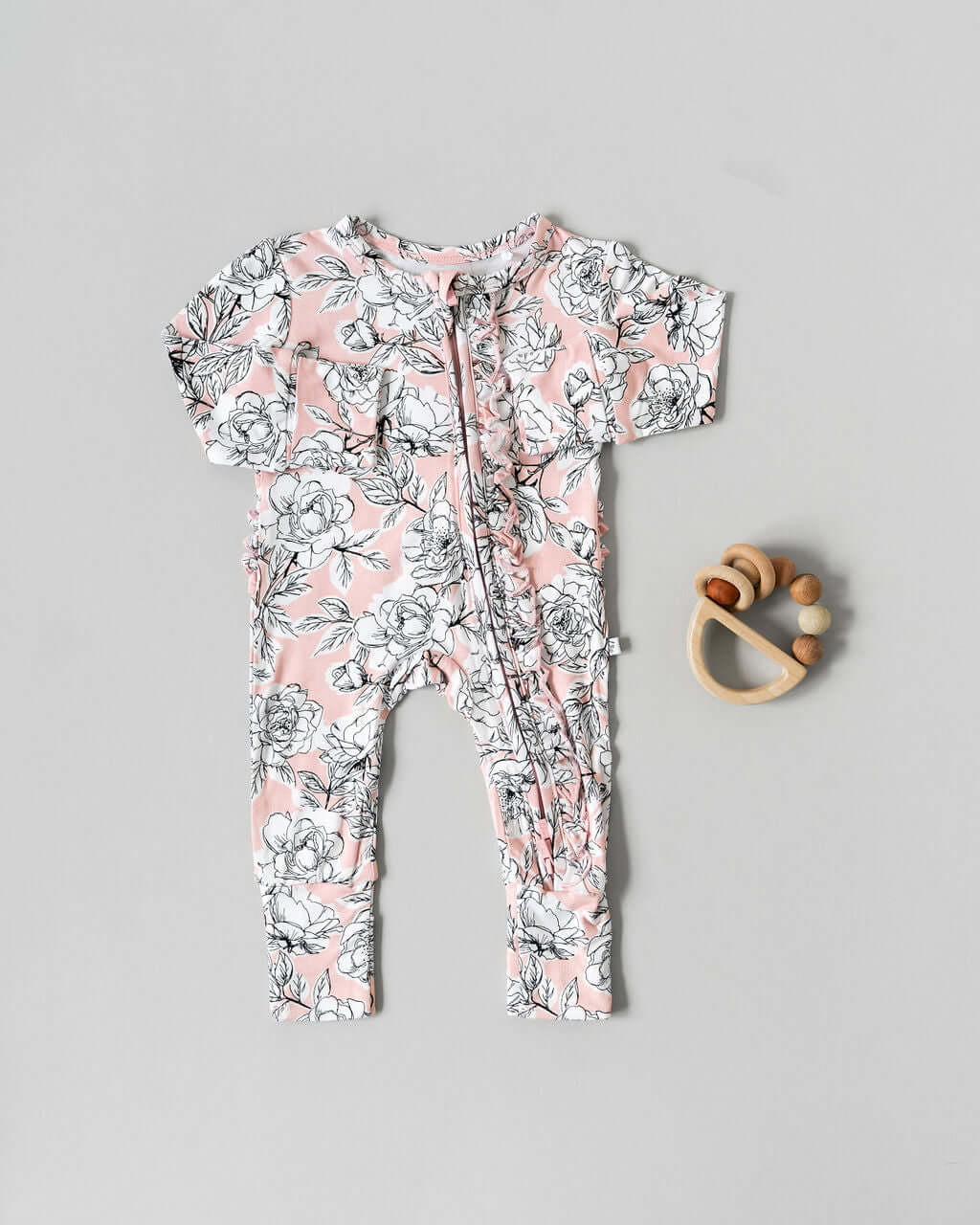 Allie Floral Bamboo Ruffle Convertible Footie | Milk & Baby