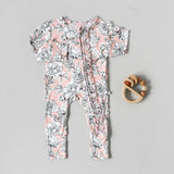 Allie Floral Bamboo Ruffle Convertible Footie | Milk & Baby