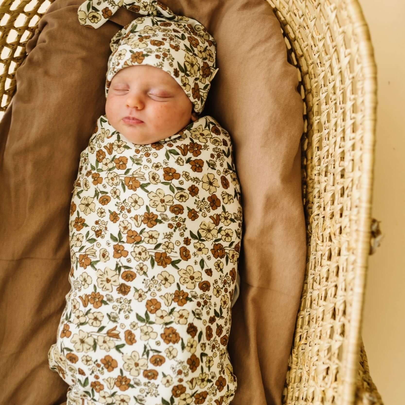 Daffodil | Organic Swaddle Blanket & Hat | Milk & Baby