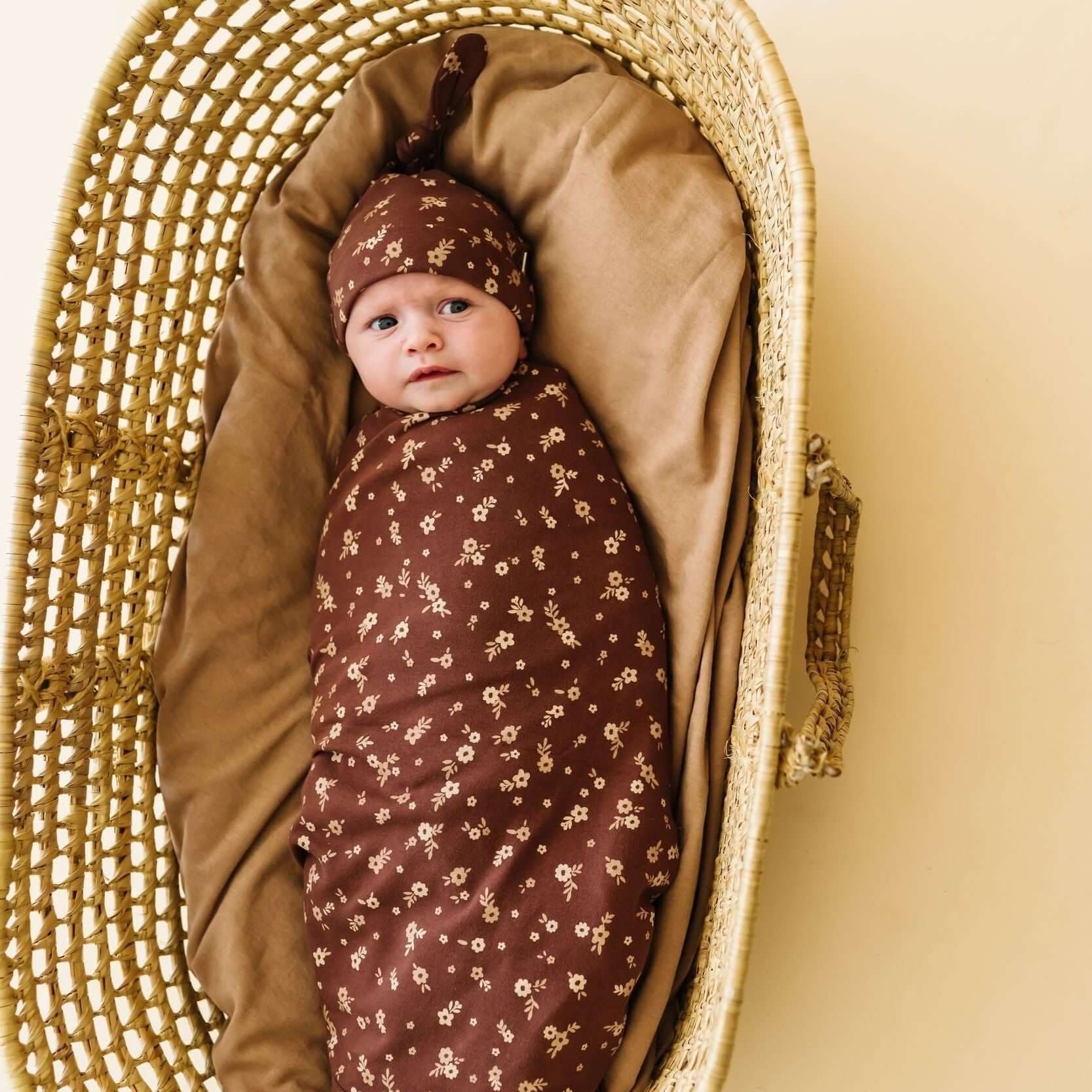 Organic Swaddle Blanket & Hat | Winter Bloom | Milk & Baby