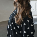 B&W Polka Dot | Women's Bamboo Short Set | Made with a soft, premium bamboo blend, this set is perfect for warm weather. It includes an oversized t-shirt and matching drawstring shorts. Designed for all-day comfort and easy wear. | Milk & Baby