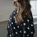 B&W Polka Dot | Women's Bamboo Short Set | Made with a soft, premium bamboo blend, this set is perfect for warm weather. It includes an oversized t-shirt and matching drawstring shorts. Designed for all-day comfort and easy wear. | Milk & Baby