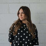 B&W Polka Dot | Women's Bamboo Short Set | Made with a soft, premium bamboo blend, this set is perfect for warm weather. It includes an oversized t-shirt and matching drawstring shorts. Designed for all-day comfort and easy wear. | Milk & Baby