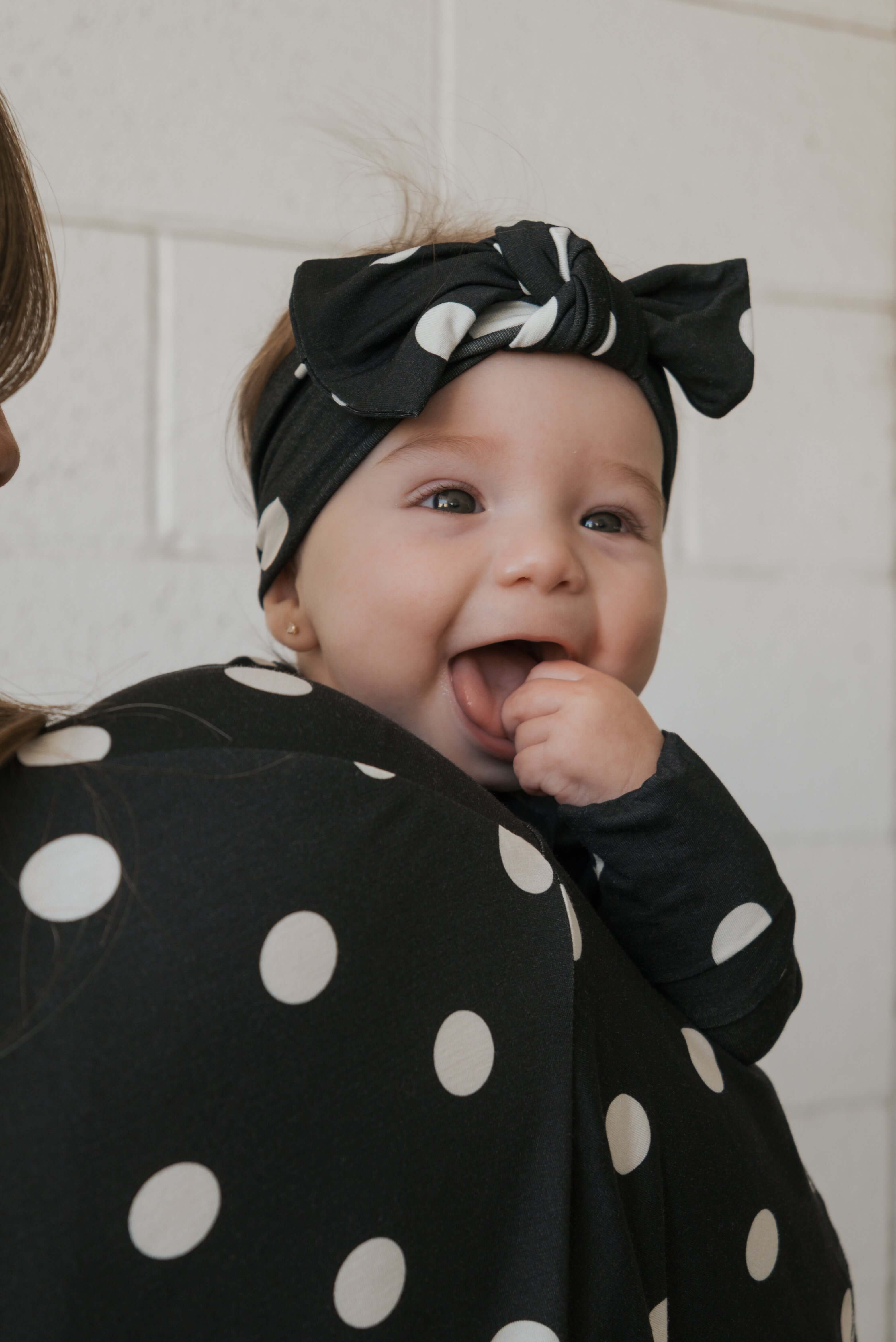B&W Polka Dot | Bamboo Zip Pajamas | Made of the softest premium bamboo. Durable and well designed your little ones can sleep and play in these cozy pajamas. Our smallest sizes have rollover cuffs on the hands and all of the one piece sizes have cuffs on