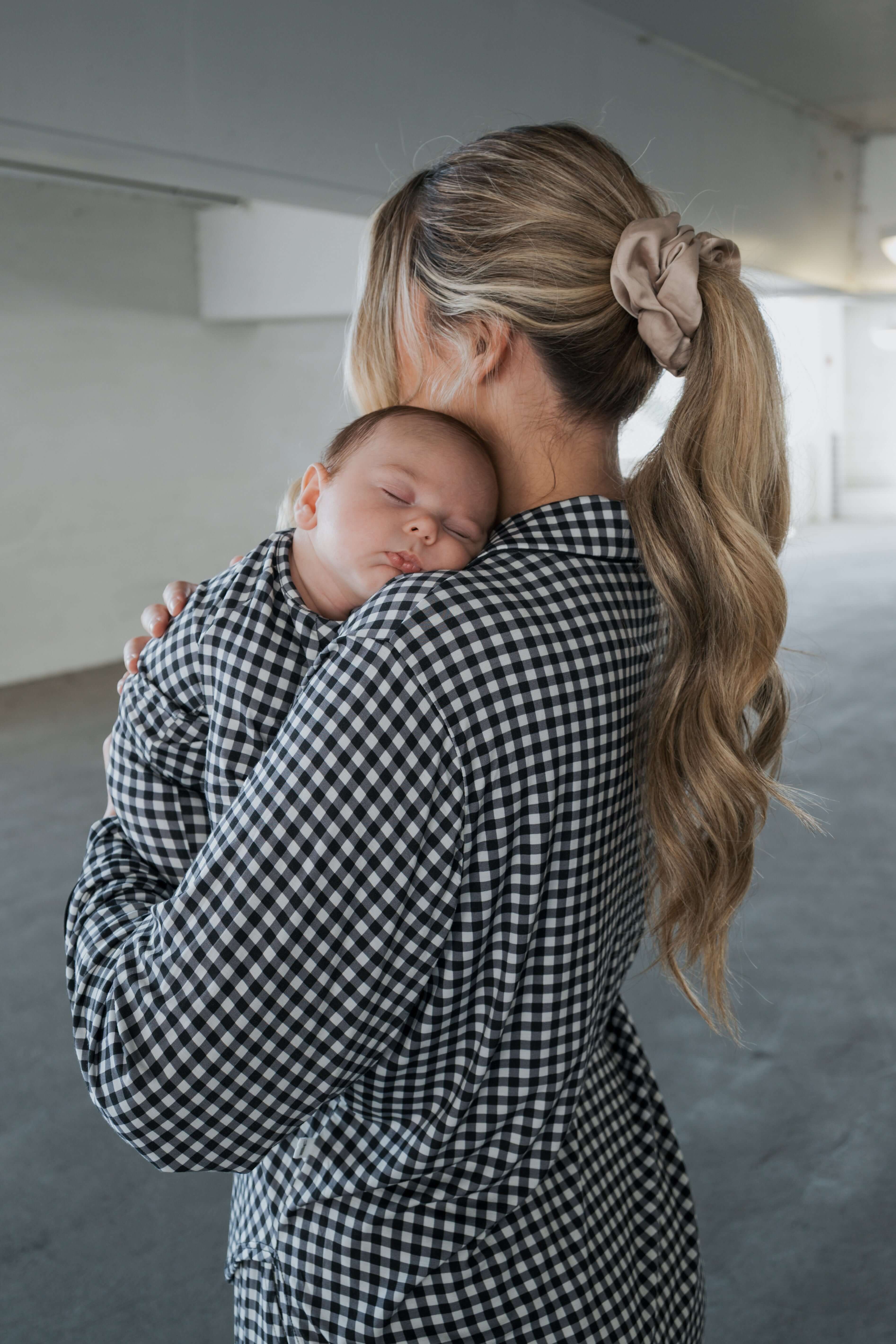 Black Gingham | Women's Bamboo Button Up Lounge Set | Say hello to your NEW favorite set. Our women’s bamboo lounge set just got an upgrade — now featuring a long-sleeve button-up top, designed with an effortless drop hem. Paired with our signature wide l