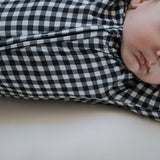 Black Gingham | Bamboo Zip Pajamas | Made of the softest premium bamboo. Durable and well designed your little ones can sleep and play in these cozy pajamas. Our smallest sizes have rollover cuffs on the hands and all of the one piece sizes have cuffs on