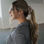 Black Gingham | Women's Bamboo Button Up Lounge Set | Say hello to your NEW favorite set. Our women’s bamboo lounge set just got an upgrade — now featuring a long-sleeve button-up top, designed with an effortless drop hem. Paired with our signature wide l