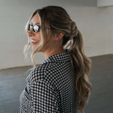 Black Gingham | Women's Bamboo Button Up Lounge Set | Say hello to your NEW favorite set. Our women’s bamboo lounge set just got an upgrade — now featuring a long-sleeve button-up top, designed with an effortless drop hem. Paired with our signature wide l