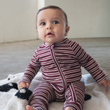 Maroon Stripe | Bamboo Zip Pajamas