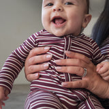 Maroon Stripe | Bamboo Zip Pajamas