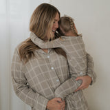 Linen Grid | Women's Bamboo Button Up Lounge Set