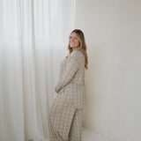 Linen Grid | Women's Bamboo Button Up Lounge Set