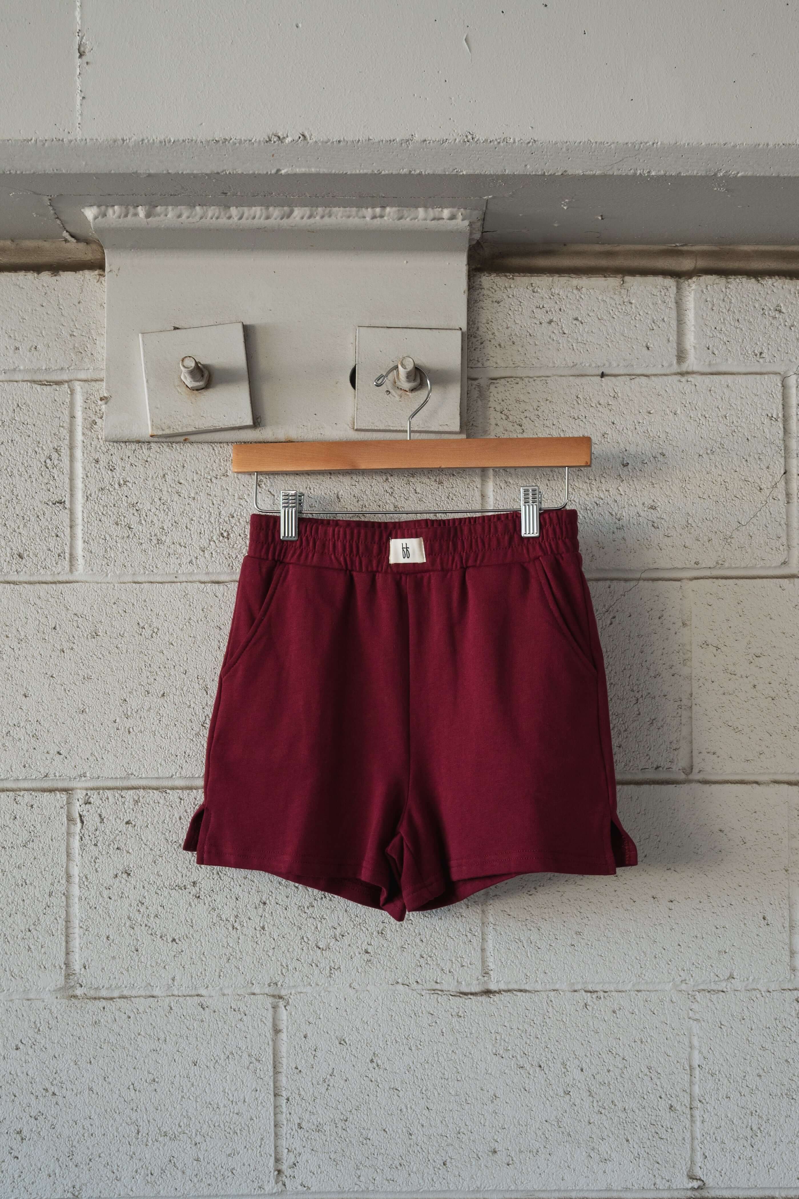 Women's Terry Shorts | Deep Cranberry | Style your days with our Women's Terry Shorts! Perfect for Mommy and Me matching moments, relaxed fit for comfy days and chic outings! | Milk & Baby