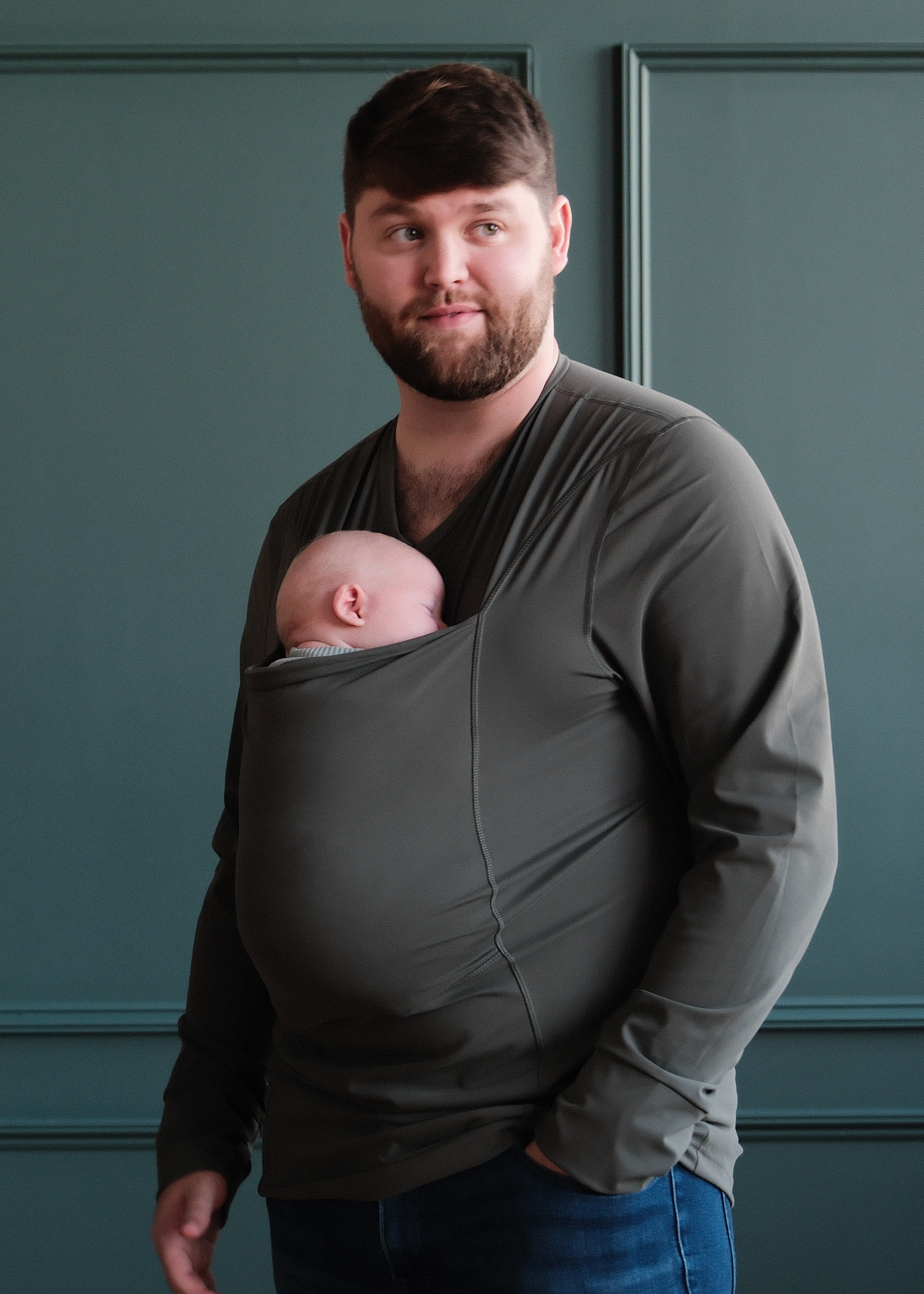 Lalabu Dad Shirt | Newborn Kangaroo Care & Skin-to-Skin Top | Fern