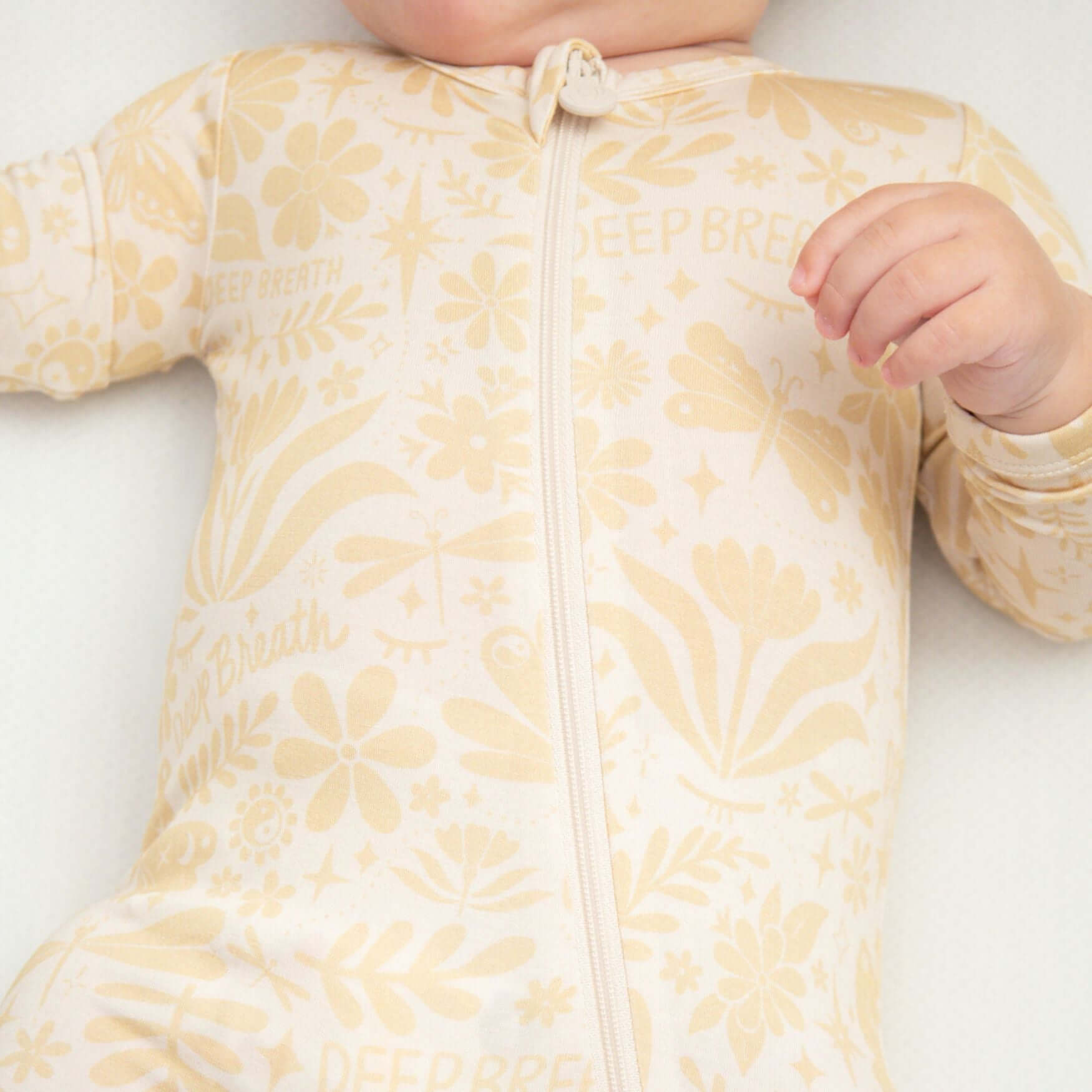 The Second-Skin Footie | Om Baby (Beige) | "Deep Breath" | Milk & Baby
