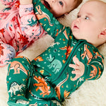 Dinosaur Jungle | Soft & Stretchy Zipper Footie | Milk & Baby