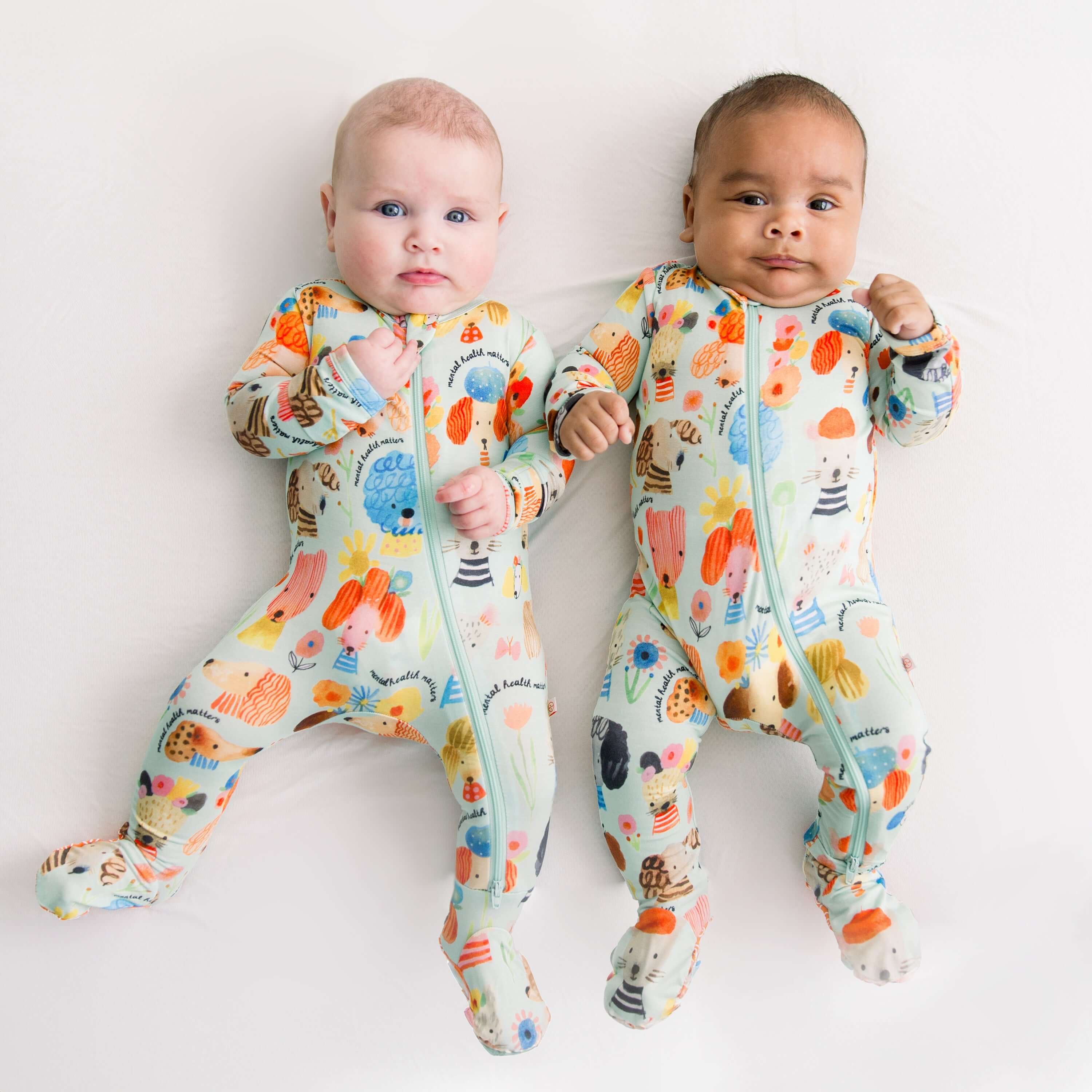 Mindful Doggos | Bamboo Footie Onesie Sleeper | "Mental Health Matters" | Milk & Baby
