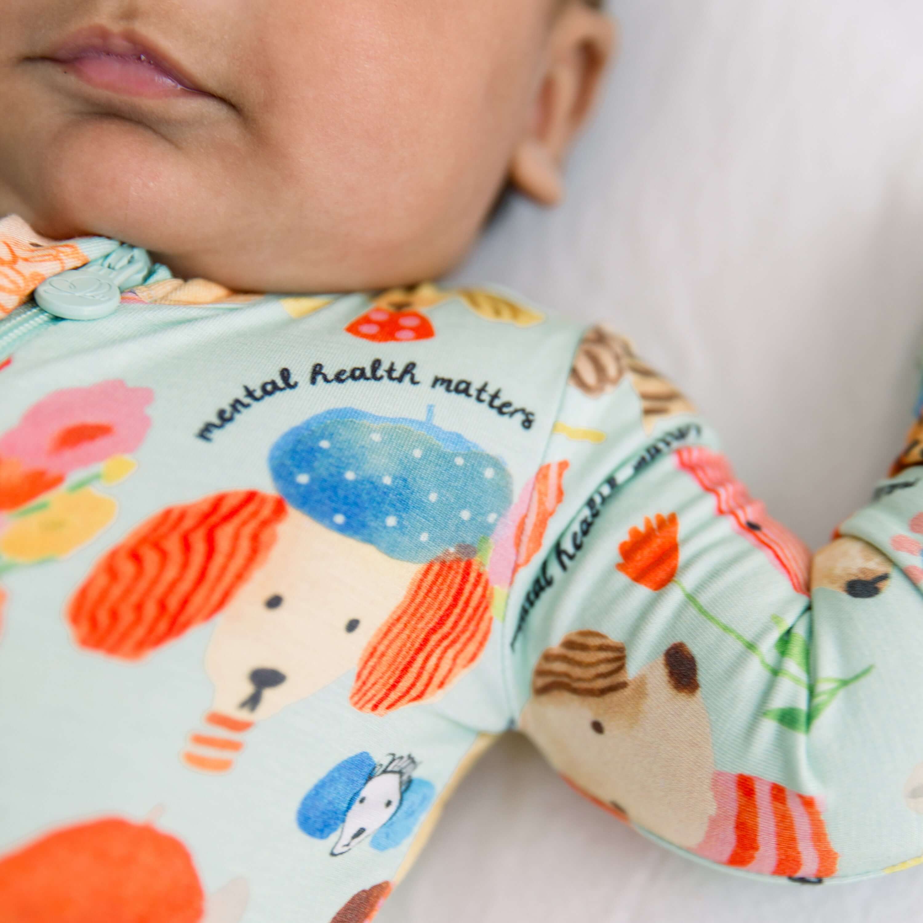 Mindful Doggos | Bamboo Footie Onesie Sleeper | "Mental Health Matters" | Milk & Baby