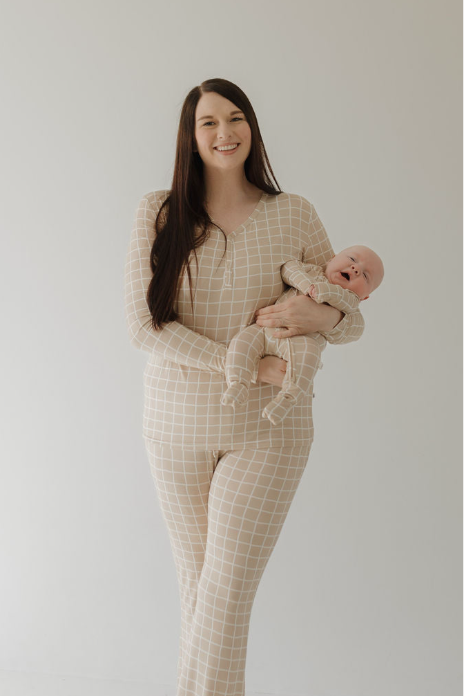 Women's Long Sleeve Bamboo Pajama Grid