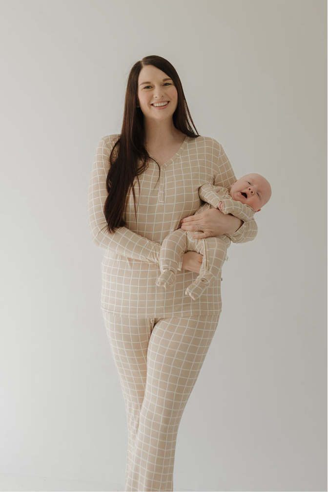 Women's Long Sleeve Bamboo Pajama Grid