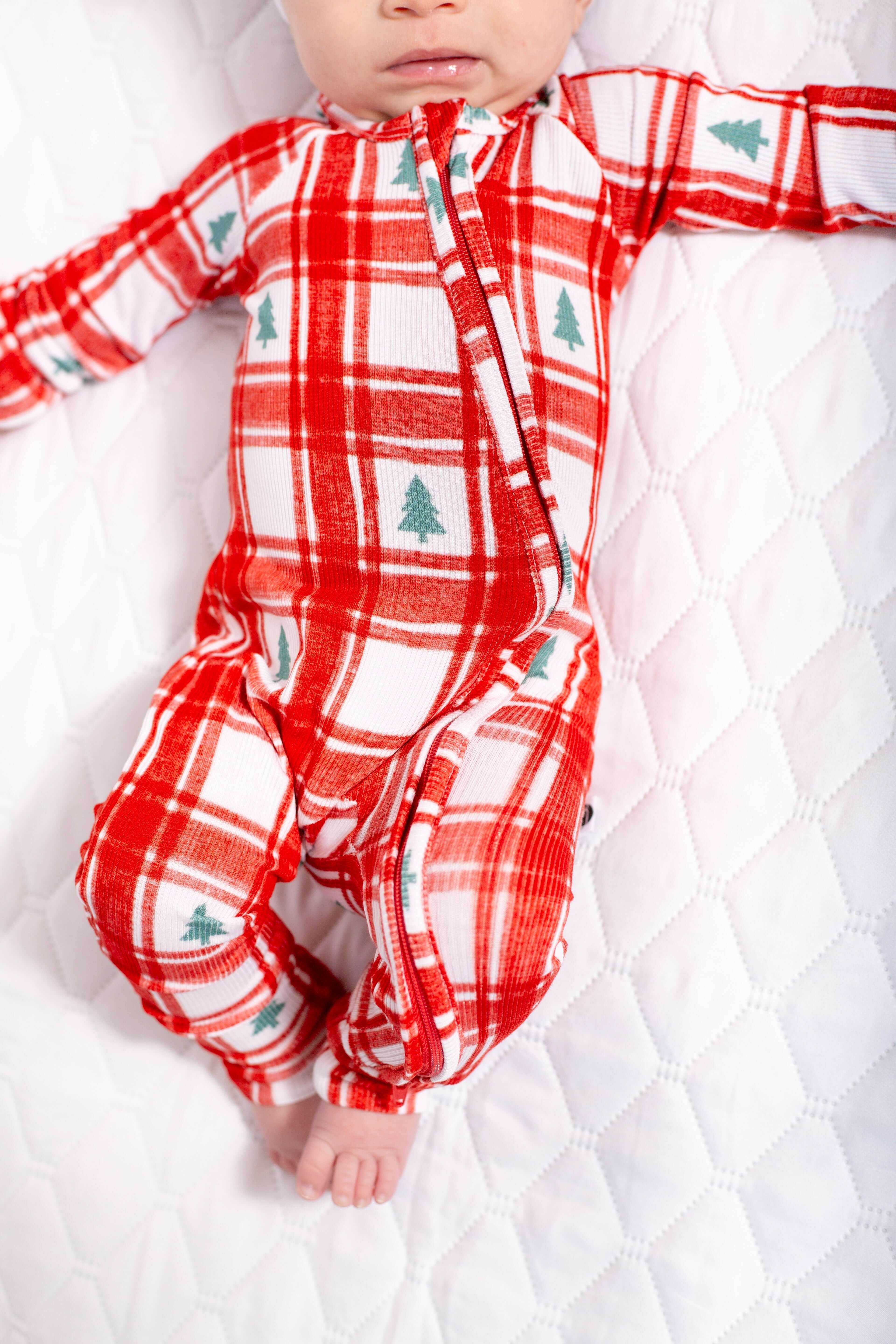 PLAID PINES | ZIP ROMPER | Milk & Baby