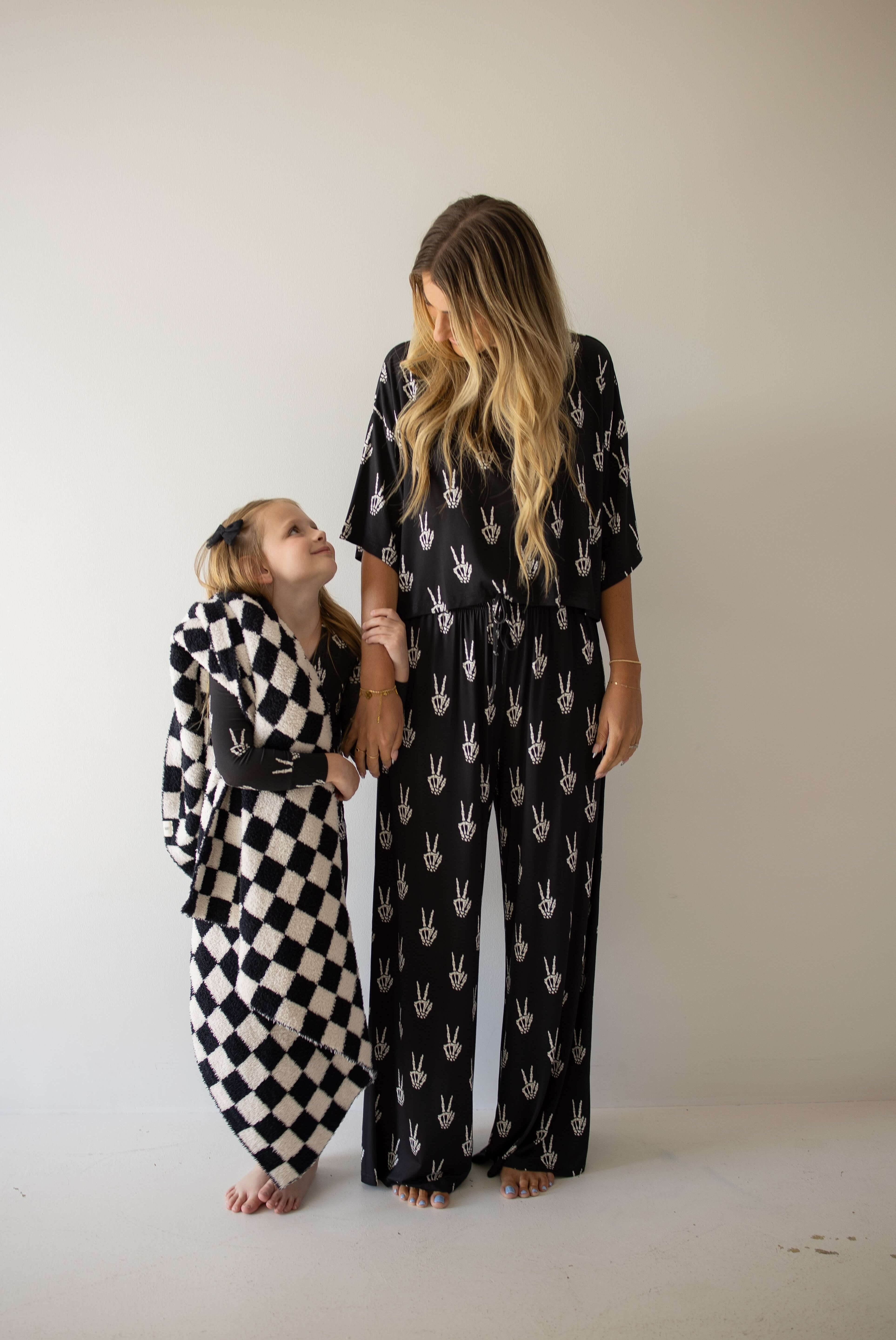 Midnight Skelly | Women's Bamboo Crop Tee Lounge Set | Discover the Women's Bamboo Lounge Set! Enjoy breathable, flattering styles perfect for lounging in comfort and style. | Milk & Baby