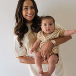 Latte Check | Knit Romper | Milk & Baby