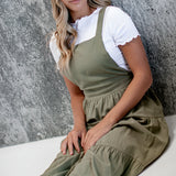 Shay Overall Dress in Olive Green | Nursing Friendly Milk & Baby