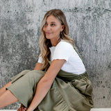 Shay Overall Dress in Olive Green | Nursing Friendly