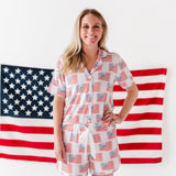 American Flag Women’s Button Down Short Set | Milk & Baby