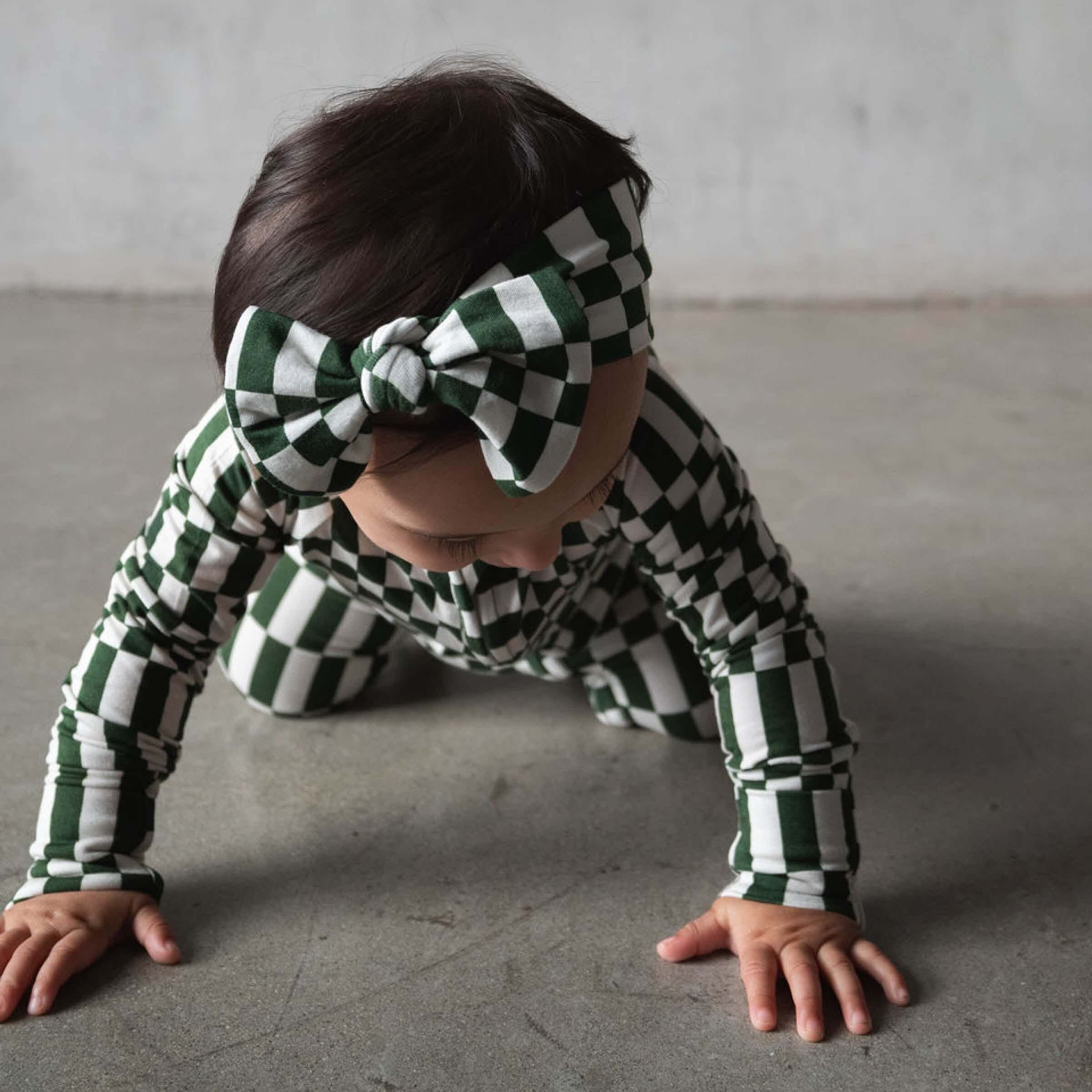 Everyday Check | Bamboo Head Wrap (Green Check) | Milk & Baby