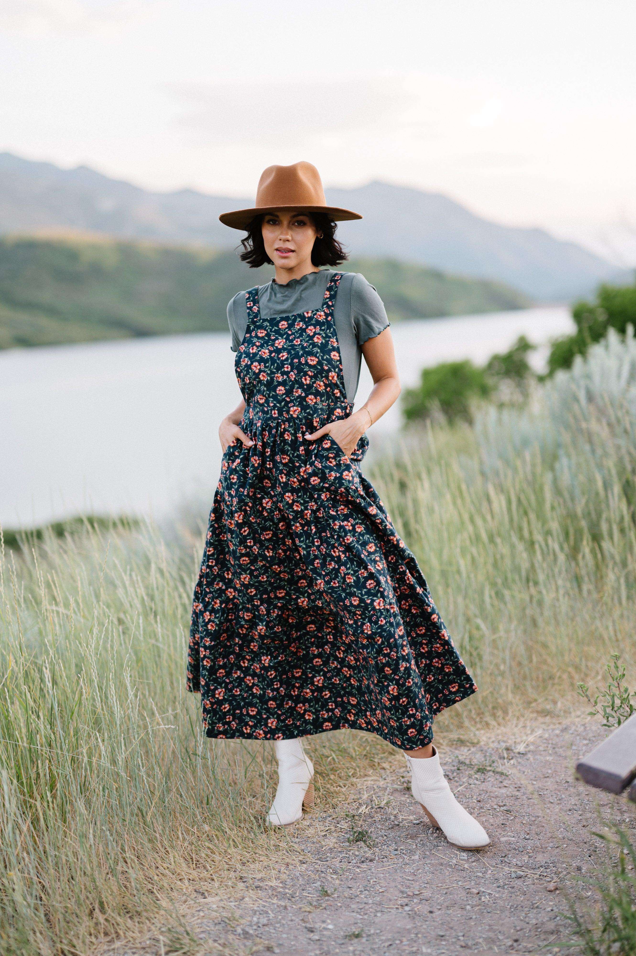 Shay Overall Dress | Floral Navy | Milk & Baby