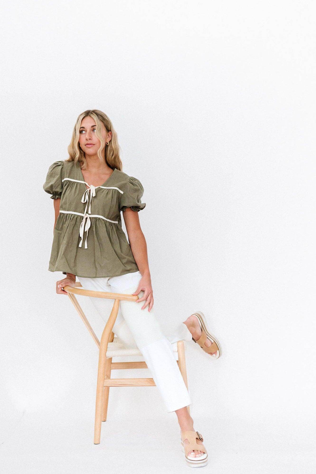 Winny Top in Olive | Milk & Baby
