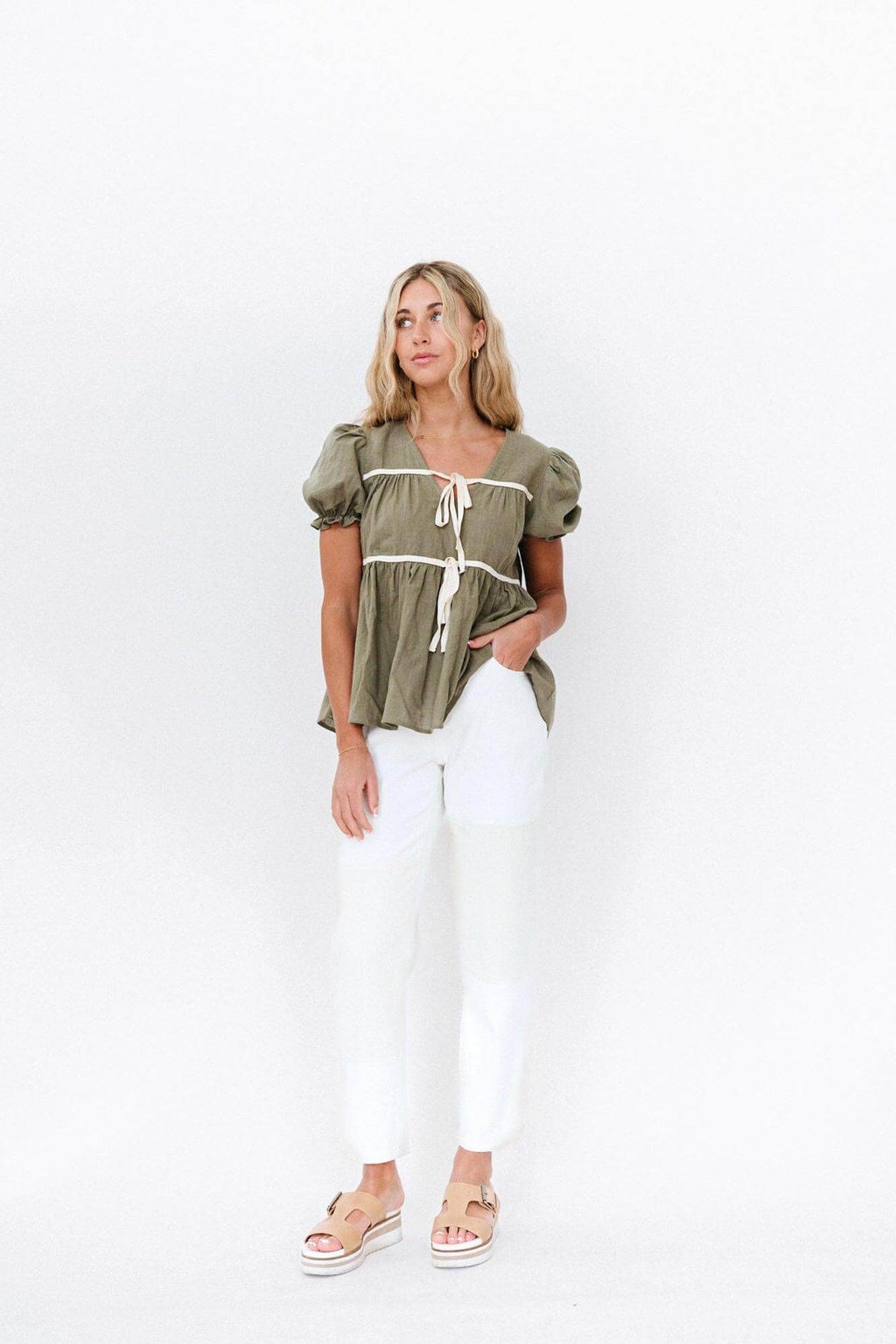 Winny Top in Olive | Milk & Baby