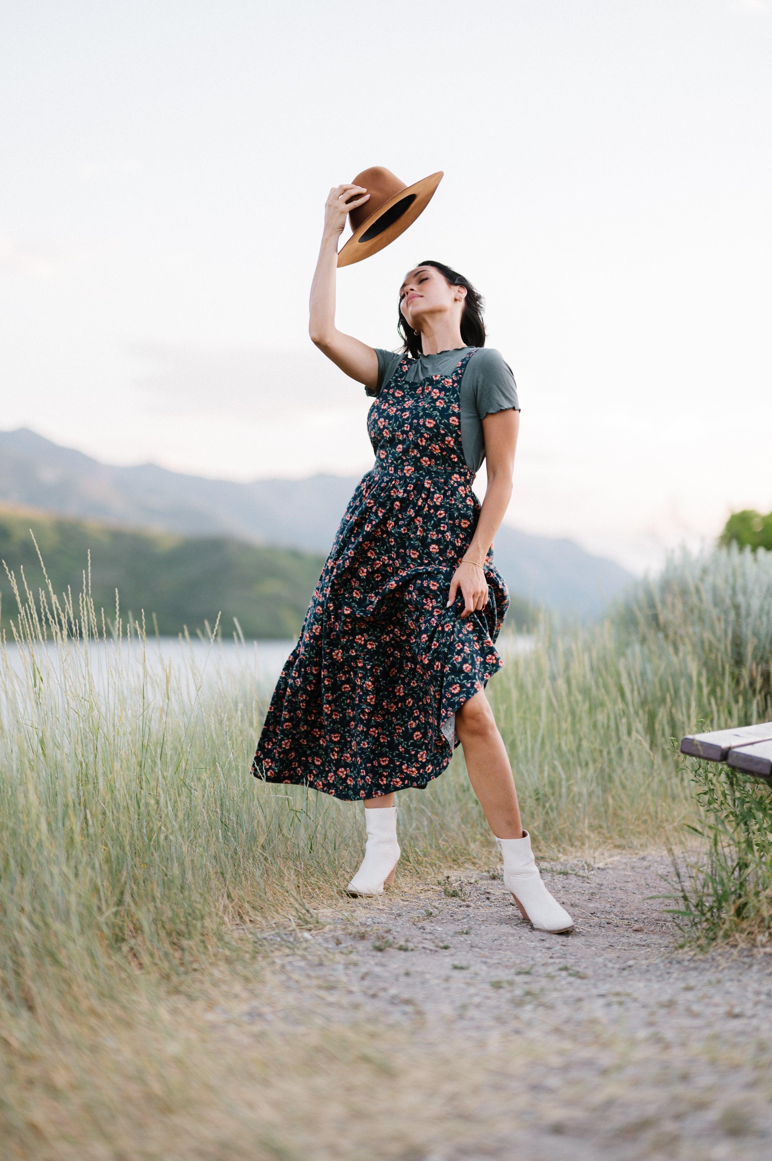 Shay Overall Dress | Floral Navy | Milk & Baby