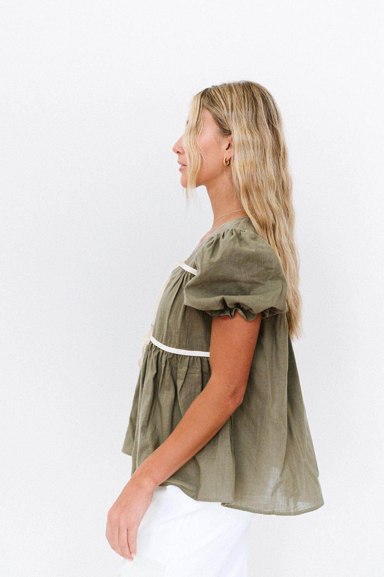 Winny Top in Olive - styled