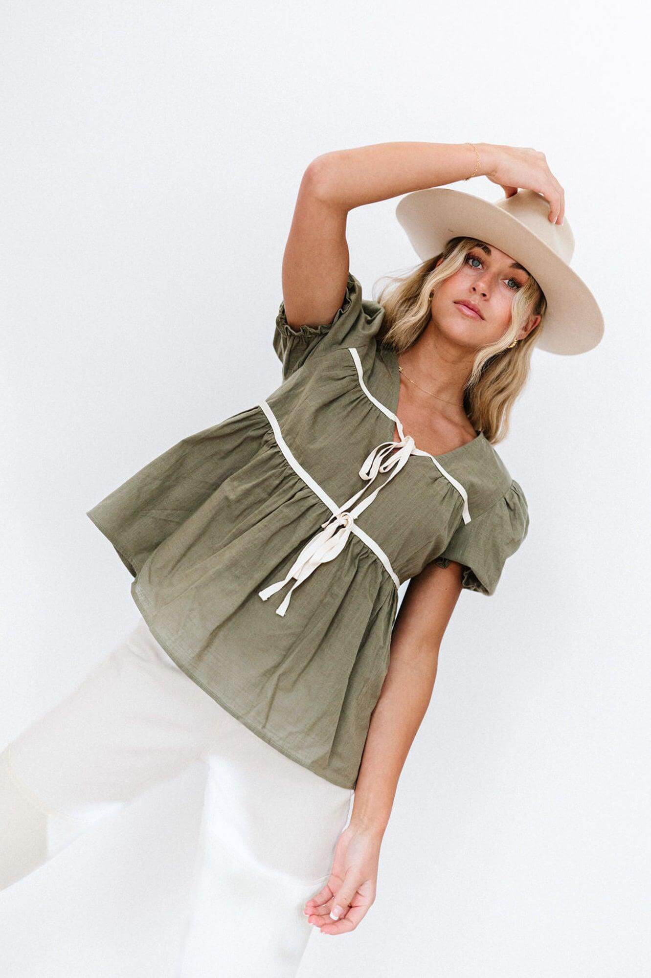 Winny Top in Olive | Milk & Baby