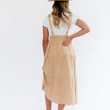 Shay Overall Dress in Taupe | Nursing Friendly Milk & Baby