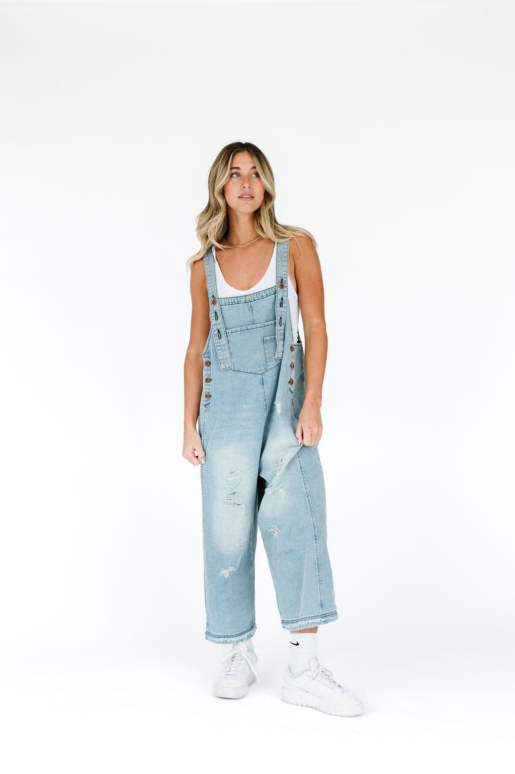 Frankie Denim Overalls - Light Wash | Milk & Baby