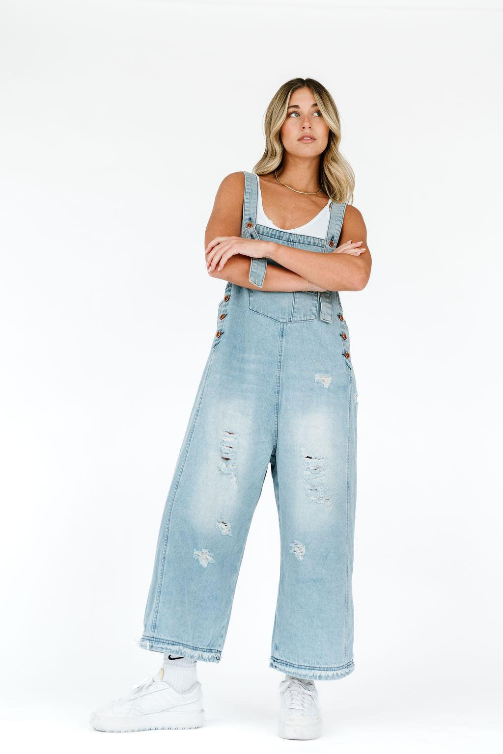 Frankie Denim Overalls - Light Wash | Milk & Baby
