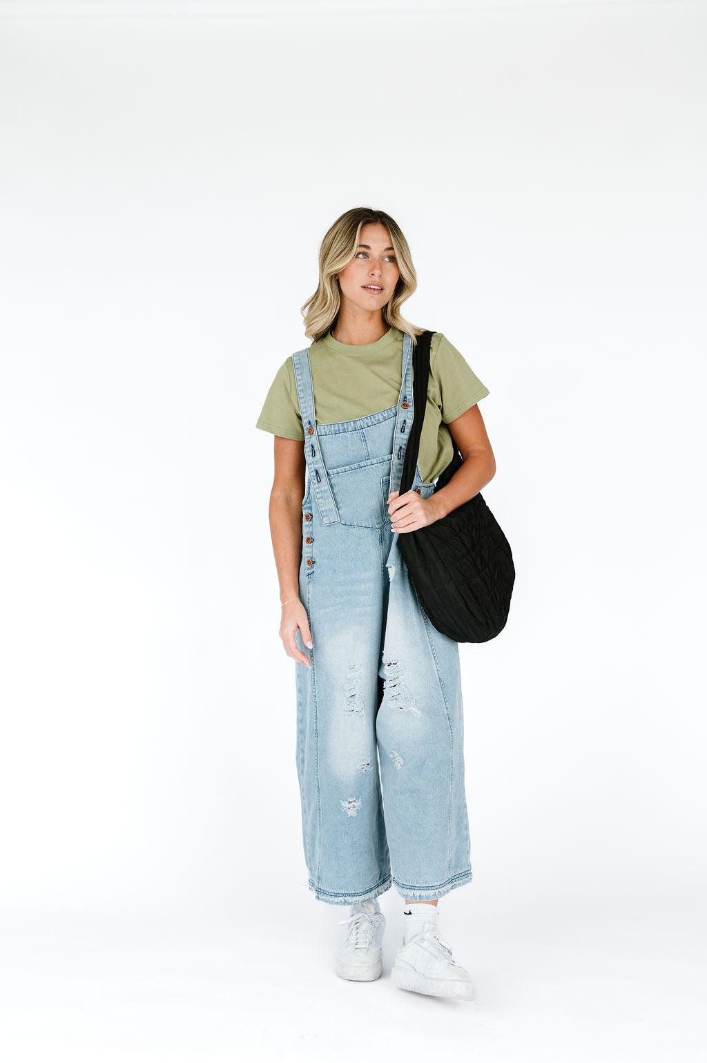 Frankie Denim Overalls - Light Wash | Milk & Baby